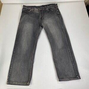Axel Relaxed Straight Leg Jeans Gray Wash‎ Denim Pants Mens Size 38x30